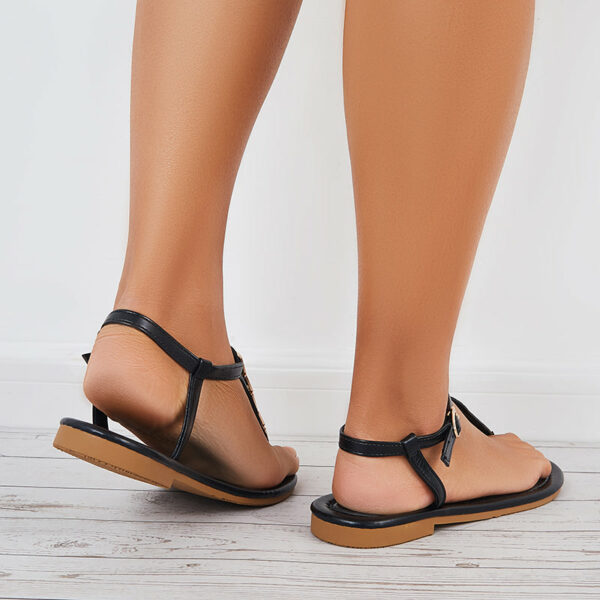 Women T-Strap Flat Sandals Ankle Strap Flip Flops Sandals - Image 5
