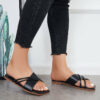 Women Criss Cross Slide Sandals Square Toe Cross Straps Flat Slippers