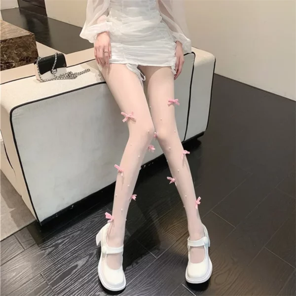 New Bowknot Pantyhose Sex Thin Summer Autumn Ins Tide Tights Fishnet Stockings Woman